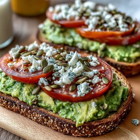 Hearty whole grain toast topped with a smooth avocado spread, lightly seasoned.