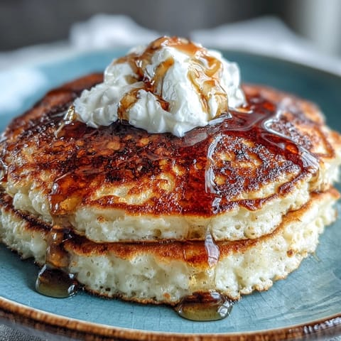 Golden-brown protein power pancakes stacked high, ready for syrup.