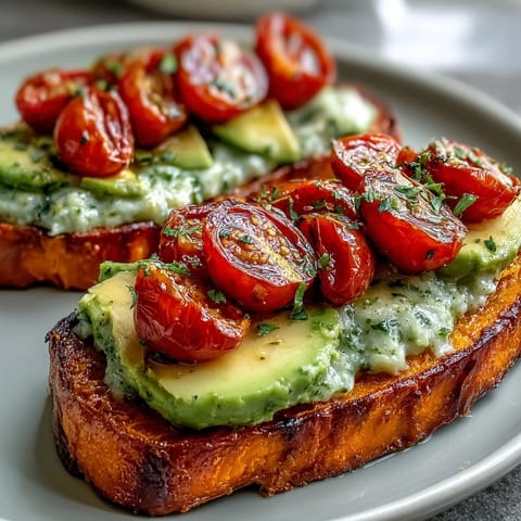 Colorful sweet potato toast variations with delicious toppings, perfect for snacking.