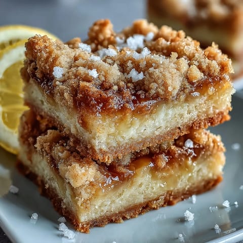 Freshly baked Homemade Lemon Crumb Bars on a plate with a glass of iced tea, ready to enjoy.