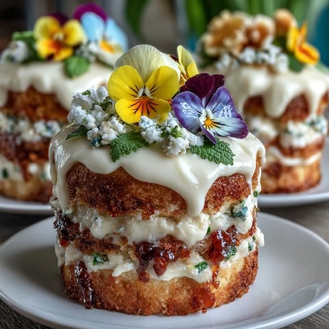 Mini spring birthday layer cakes with edible flowers, delicately stacked and frosted in pastel buttercream, perfect for a festive celebration.