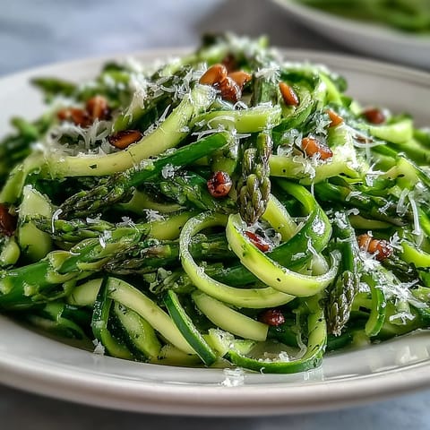 Fresh shaved asparagus salad with lemon zest and Parmesan cheese, perfect for spring meals.  