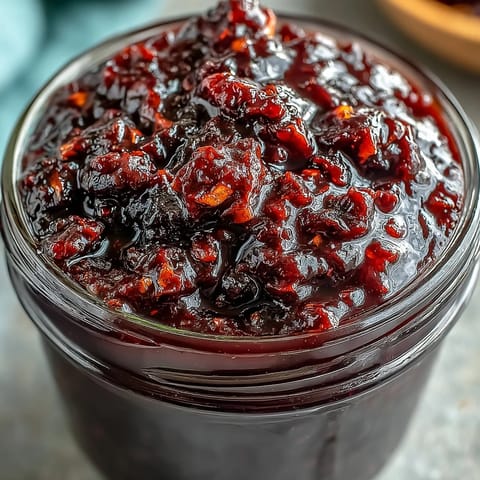 Vibrant blackberry jalapeño BBQ sauce simmering, ready for your summer grill.