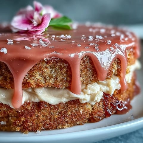 Elegant Bridal Shower Rosé Velvet Cake, delicately pink with shimmering gold drips.