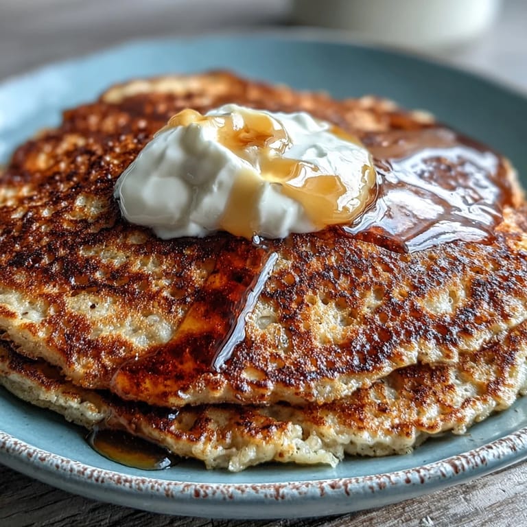 Fluffy protein power pancakes fresh off the griddle, light and airy.