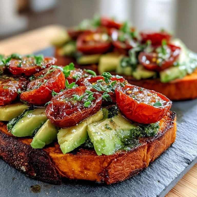 Savory and sweet thick-cut sweet potato toast ready to be enjoyed hot.