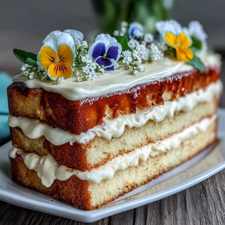 Adorable mini layer cakes with vanilla and lemon, beautifully decorated with edible flowers and creamy buttercream, ideal for spring birthdays.