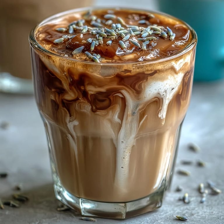 Floral lavender syrup blends with rich espresso and steamed oat milk for a soothing vegan latte.