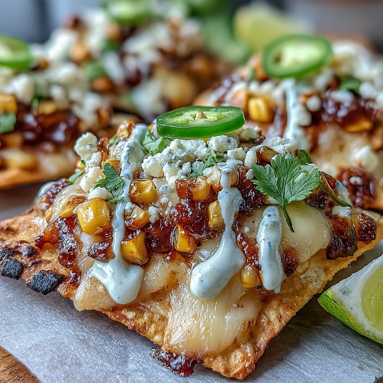 Party-ready Cinco de Mayo Elote Nachos crowned with fresh cilantro and lime.