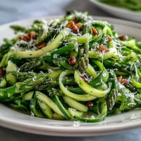 Fresh shaved asparagus salad with lemon zest and Parmesan cheese, perfect for spring meals.  