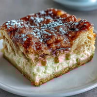 Golden Easy Cinco de Mayo Sopapilla Cheesecake Bars with cinnamon sugar topping.